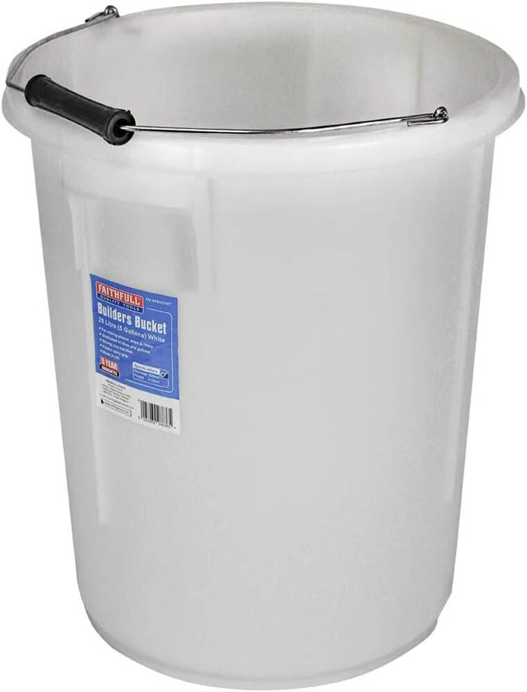 Faithfull 5 Gallon 25 Litre Mixing Bucket White FAI5GBUCKET