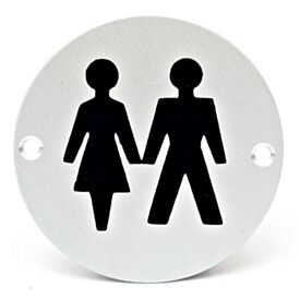 Unisex Symbol 75mm Stainless Steel Round Sign