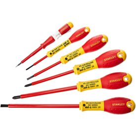 Stanley 065443 FatMax VDE Flat & Pozi Screwdriver Set (6 Pack)