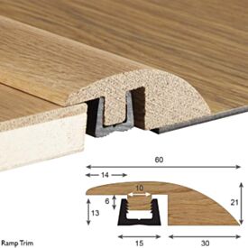 990mm Solid Light Oak Ramp Threshold Lacquered